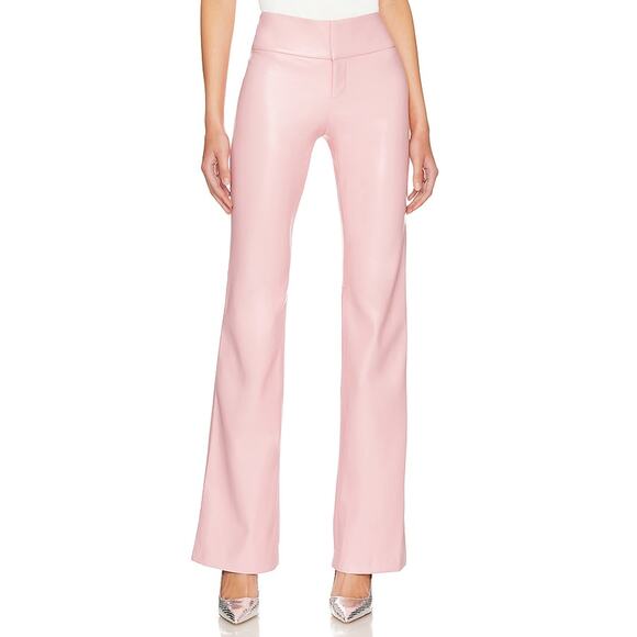 Alice + Olivia 'Olivia' Pink Polyurethane Bootcut Pant Size 6 - Picture 1 of 5